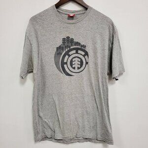 VTG Element Mens‎ Y2K Skater Graphic T Shirt Size L Gray Streetwear Short Sleeve
